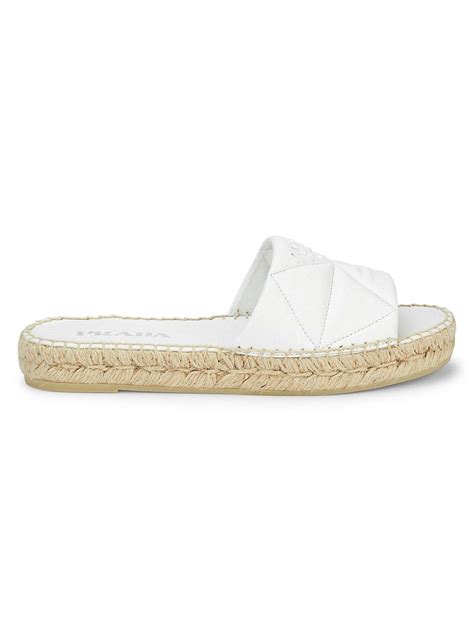 prada calzature donna nocciolo|Prada Calzature Donna Quilted Leather Espadrille Slides.